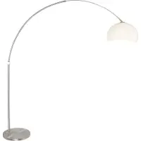 Steinhauer Bogenlampe Stresa Edelstahl mit weißem Lampenschirm