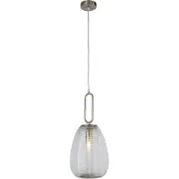 Searchlight Pendelleuchte Elixir, nickelfarben/klar, Glas, Ø 24 cm, E27