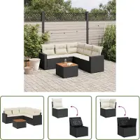 The Living Store 6-tlg. Garten-Sofagarnitur mit Kissen Schwarz Poly Rattan