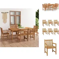vidaXL 7-tlg. Garten-Essgruppe Massivholz Teak - Gartenmöbel-Sets