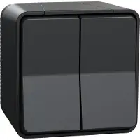Schneider Electric Mureva Styl - Doppel-Wechselschalter - Aufputz - IP55 - IK08 - Schnellanschluss - grau - - MUR35022