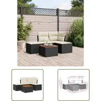 The Living Store 5-tlg. Garten-Sofagarnitur mit Kissen Schwarz Poly Rattan