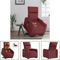 The Living Store Massagesessel mit Aufstehhilfe Elektrisch Weinrot Kunstleder