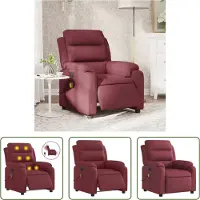 The Living Store Massagesessel Elektrisch Weinrot Stoff
