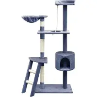 The Living Store Katzen-Kratzbaum Sisal 150 cm Dunkelblau
