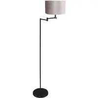 Steinhauer Stehlampe - schwarz - Bella - metall textil - Ø 45cm - E27 - 3886ZW -