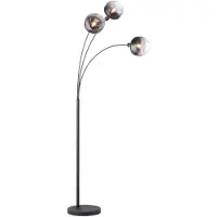 JUST LIGHT Stehleuchte Zea, 3fl., rauchgrau/schwarz, Glas, E14