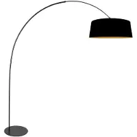 Steinhauer Stehlampe - schwarz - Curve - leinen metall - bogenlampe - E27 - 4279ZW - Anne Lighting