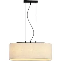 Searchlight Pendellampe Hessian, Länge 60 cm, naturweiß, Leinen/Metall