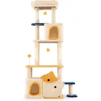 Northix Großer Katzenbaum mit Fischmotiv, Sisalstämme, Beige