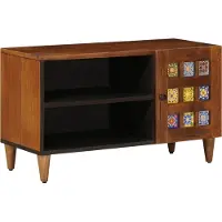 Syfax TV-Schränk mit Tür Walnuss 80 x 33 x 46 cm Massivholz Mango