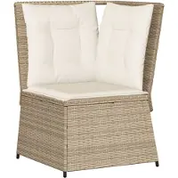 Syfax Garten-Ecksofa mit Kissen Beige Poly Rattan