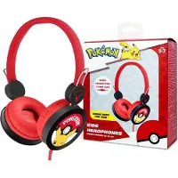 OTL TECHNOLOGIES Cuffie per Bambini Pokémon Pikachu PK1122 Rosse Cablate 85dB 3-7 Anni