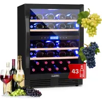 Klarstein Einbau-Weinkühlschrank, 2 Zonen Getränkekühlschrank Klein, Kleiner Weinschrank 129L, Wein-Kühlschrank Klein mit Glastür, Indoor/Outdoor Flaschenkühlschrank, Wine Fridge für 43 Flaschen