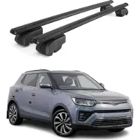 Omtec Dachgepäckträger, Querstange, für Ssangyong Tivoli, Baujahr 2015-2023, Aluminium, Schwarz, mit ABE-Zulassung