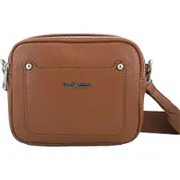 Barberini's Damen Messenger Handtasche Braun aus Naturleder mit Reißverschluss 21x17x8 cm