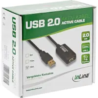 InLine USB 2.0 Aktiv-Verl., mit Signalverstärkung "Repeater", ST A / BU A, 5m, 5 m, USB A, USB A, USB 2.0, Stecker/Buchse, Schwarz