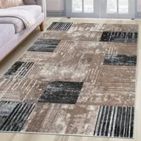 Otto Home Teppich "Lunari, Vintage-Karo Design" Gr. 4, braun, B:160cm H:9mm L:230cm, Kunstfaser, Teppiche, Teppich, modern, weiche Haptik, Wohnzimmer, Esszimmer, Schlafzimmer