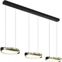 Searchlight LED-Hängeleuchte Aerial, 3-fl., messing/schwarz, Stahl