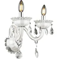Globo Lighting Wandleuchte Metall weiß, Glas, K5 Kristalle klar, BxH: 580x360mm, AL: 280mm, exkl. 2x E14 40W 230V