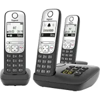 Gigaset A690A Trio, Analoges/DECT-Telefon, Kabelloses Mobilteil, Freisprecheinrichtung, 100 Eintragungen, Anrufer-Identifikation, Schwarz