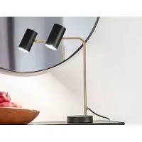 Meine Wunschleuchte Schreibtischlampe mit schwenkbarem Spot Schwarz Gold & GU10 LED, Höhe 45cm