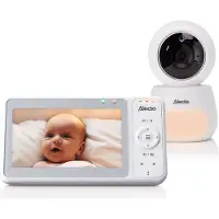 Alecto DVM2050 - Babyphone mit HD-Kamera, großem 5-Zoll-Farbdisplay und Nachtlicht - Ferngesteuert - Weiß