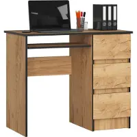 Akord Schreibtisch A6 rechts Eiche Craft und 1 Ablagen B90 x H77 x T50 cm
