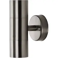LINDBY Außenwandlampe Hakan, up/down, Edelstahl, IP44, GU10