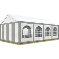 Sonstiges TOOLPORT Hochwertiges Partyzelt 4x8 m Pavillon Zelt ca. PE Plane 450 N Gartenzelt Festzelt Bierzelt Wasserdicht grau-weiß
