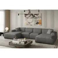 Fun-Möbel Wohnlandschaft U-Form CELES XS in Stoff Opera Velvet Graphitgrau