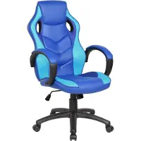 Dmora Gaming-Stühl Darlanc, Gaming-Sessel für Erwachsene, Schreibtischstuhl, 66x61h104/114 cm, Blau und Himmelblau