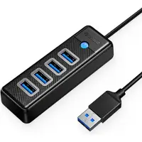 ORICO PW4U-U3-015-BK-EP Hub Adapter USB auf 4x USB 3.0, 5 Gbps, mit 4 USB 3.0-Anschlüssen 0,15m Schwarz