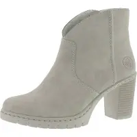 Rieker Ankleboots , Damen, Gr. 39, grau (beige), Nubuklederimitat, unifarben, Schuhe Ankleboots, Stiefelette, Plateauboots, Blockabsatz, in eleganter Optik
