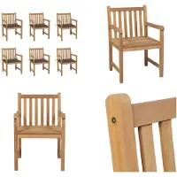 vidaXL Gartenstühle 6 Stk. mit Taupe Kissen Massivholz Teak - Gartenstuhl - Gartenstühle - Gartensessel - Holzstuhl