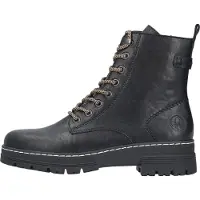 Rieker Schnürstiefelette , Damen, Gr. 42, schwarz, Lederimitat, unifarben, Schuhe Schnürstiefelette, Schnürboots, Plateauboots, Profilsohle, mit Innenreißverschluss