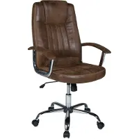 Duo Collection Chefsessel Bürostuhl "Bill", Vintage-Microfaser in Braun, Metallgestell in Chrom, bis zu 100 kg belastbar