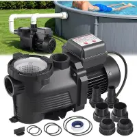 Vevor Schwimmbadpumpe 400 W, Filterpumpe 11.100 L/H max. Fördermenge, Einstufige Poolpumpe, 3450 U/min, 10 m max. Förderhöhe, mit 24-Stunden-Timer & Filterkorb, für Aufstell- & Einbaupools, & Spas