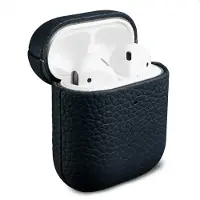 Accezz Echtleder Case Apple AirPods 1 / 2 - Dunkelblau