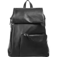 Cluty Cityrucksack , Damen, Gr. B/H/T: 27cm x 30cm x 4cm, onesize, schwarz, Leder, Rindsleder, leicht glänzend, unifarben, Rucksäcke Cityrucksack, echt Leder, Made in Italy
