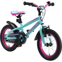 Bikestar Kinder Fahrrad ab 4 Jahre | 14 Zoll Urban Jungle | Türkis & Berry