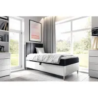 Fun-Möbel Boxspringbett Gästebett Kinderbett HELVI Nr.1 100x200cm Weiss-Schwarz