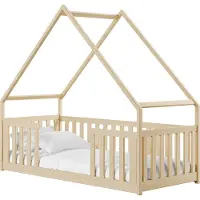 Mirjan 24 Kinderbett mit schubladen Bee, Hausbett, Lattenrost Flex aus Buchensperrholz (Farbe: Kiefer, Größe: 80x200 cm)