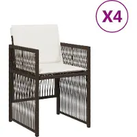 Syfax Gartenstühle mit Kissen 4 Stk. Braun Poly Rattan