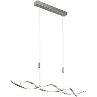 LINDBY LED-Hängelampe Auron, nickelfarben, Metall, dimmbar