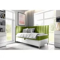 Fun-Möbel Boxspringbett Gästebett Kinderbett HELVI Nr.3 80x200cm Weiss-Grün Seite Links