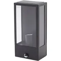 LINDBY Außenwandleuchte Ilana, schwarz, Sensor, IP44, E27
