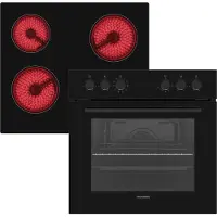 Telefunken ECH65A-B2 Einbauherd-Set | Elektro-Herd-Kochfeld-Kombi | Backofen mit Grill & Umluft | Glaskeramik-Kochfeld