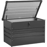 Beliani Gartentruhe Graphitgrau Metall 300 L 100 x 62 cm Wasserdicht Abschließbar mit Deckel Garten Aufbewahrungsbox Gartenbox Kissenbox Auflagenbox