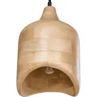 Beliani Hängelampe Hellbraun aus Holz Rundes Design Modern Boho Stil Hängeleuchte Pendelleuchte Esszimmerlampe Esstischlampe Wohnzimmerlampe